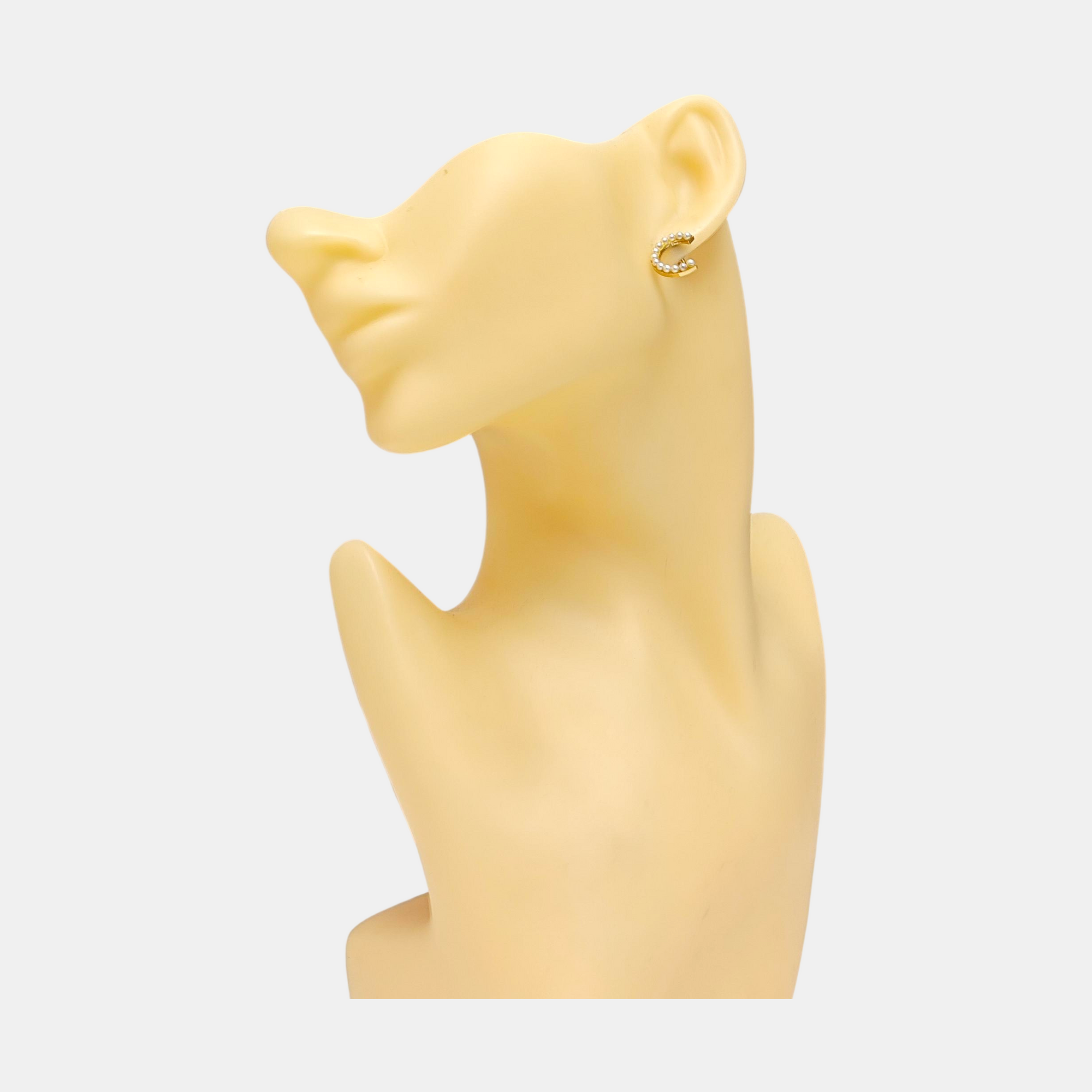 CD Lock Metal Gold Stud Earrings