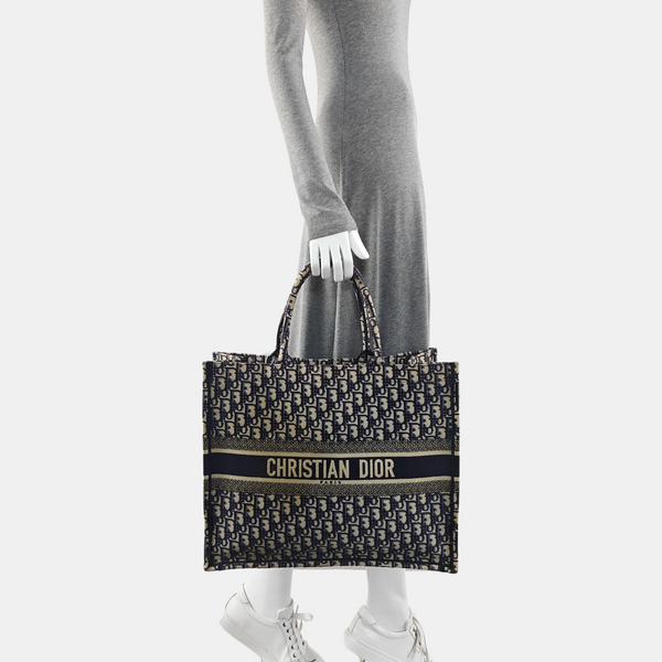 Book Tote Large Oblique Canvas Blue