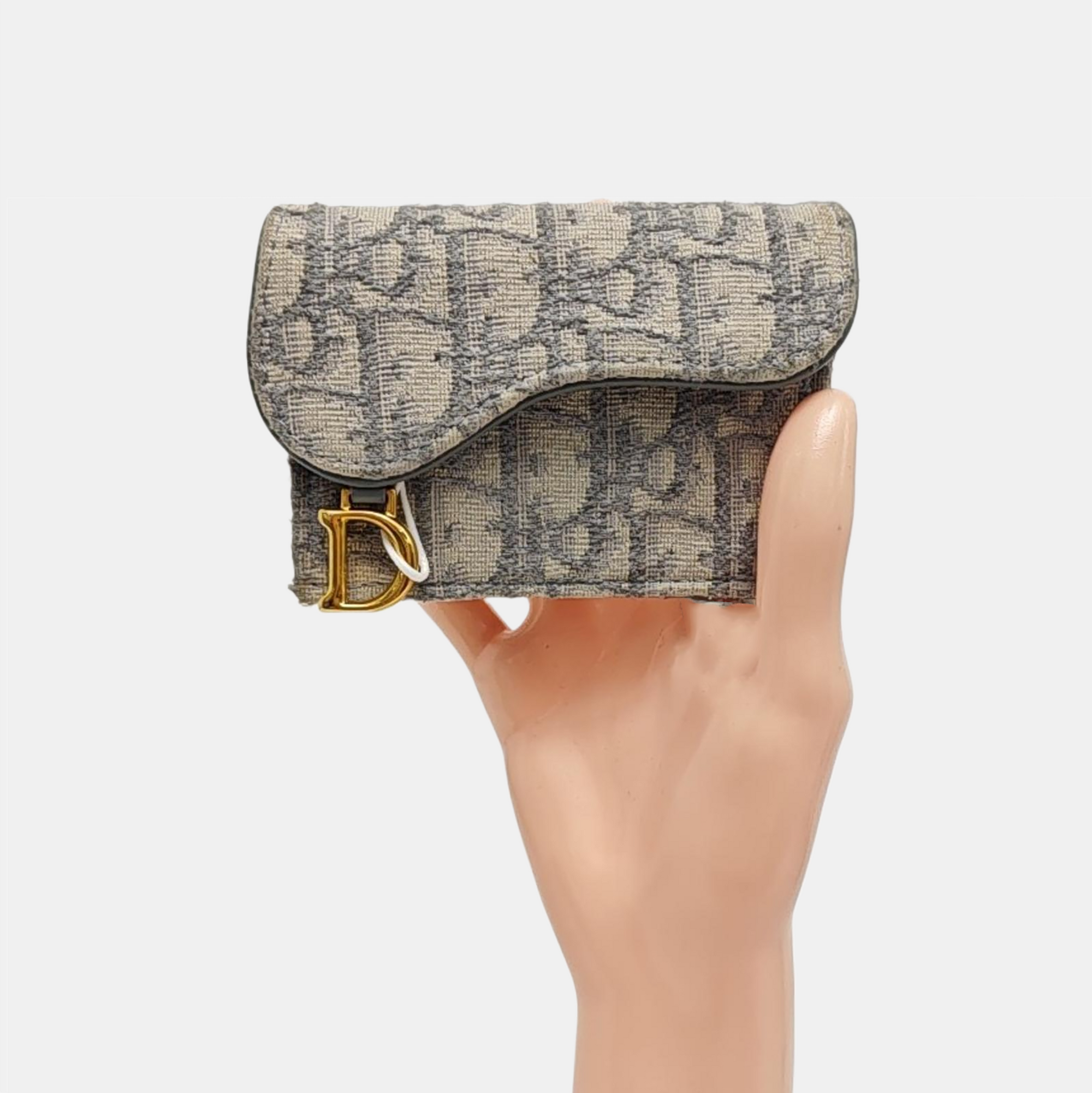 Saddle Mini Oblique Fabric Gray Wallet