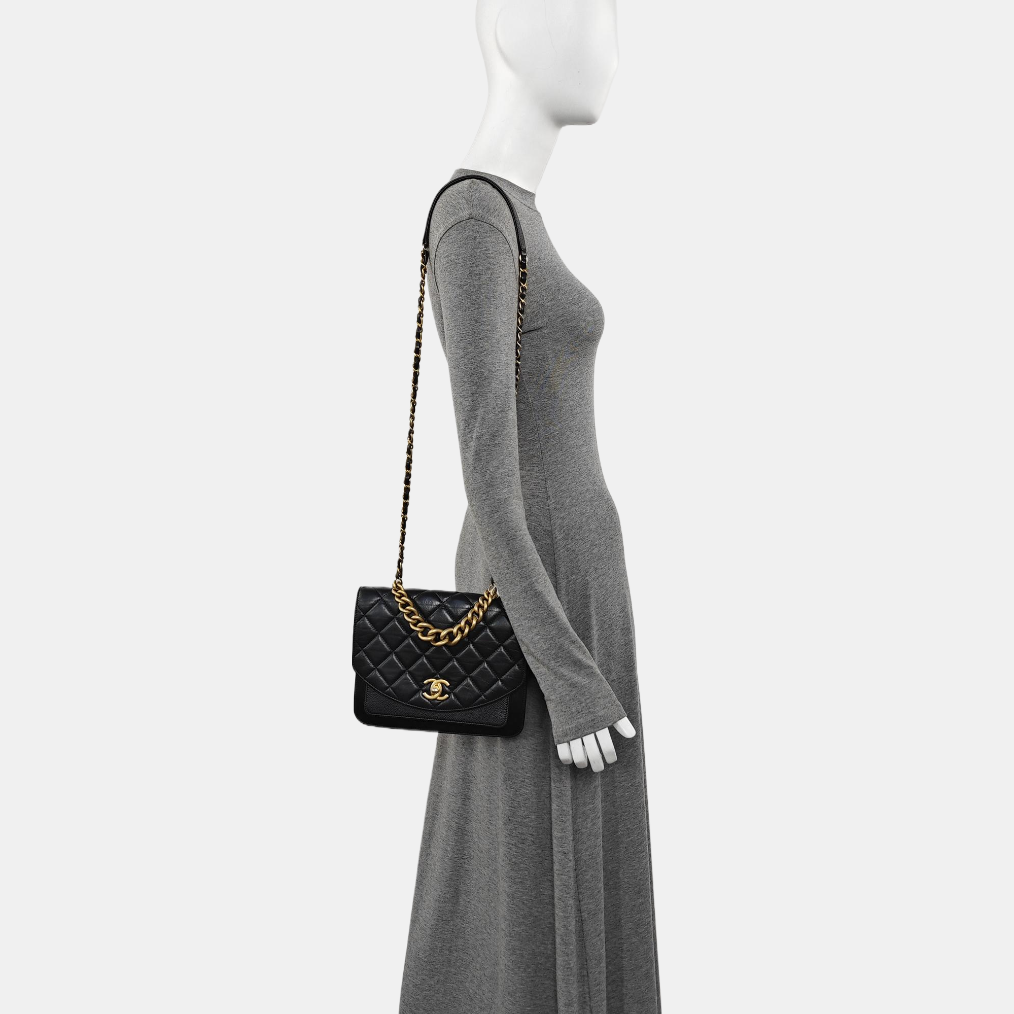 Quilted Calfskin Shoulder Bag Black