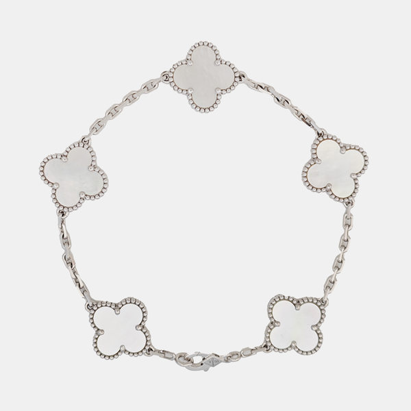 Vintage Alhambra 18k White Gold Silver Bracelet