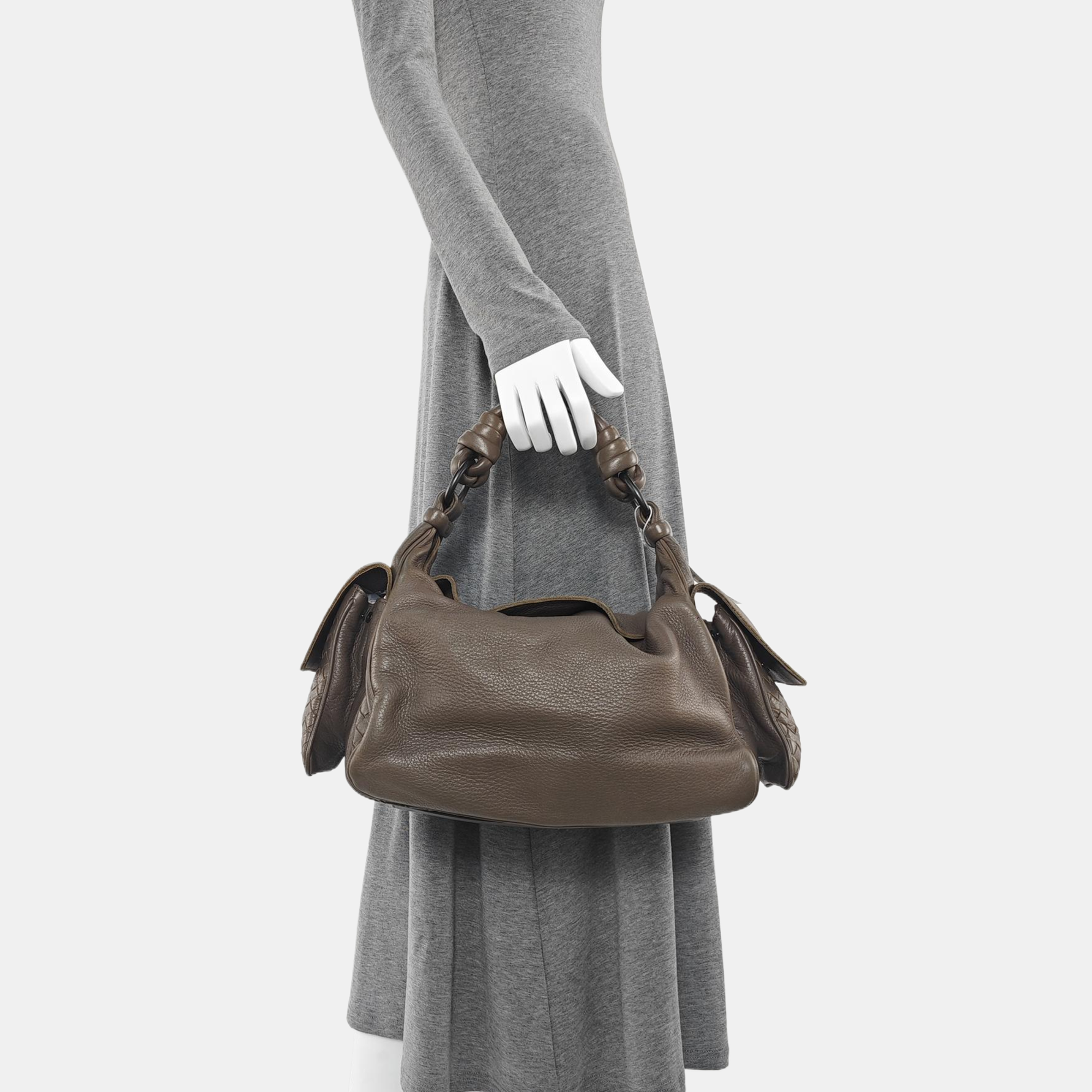 Calfskin Top Handle Bag Brown