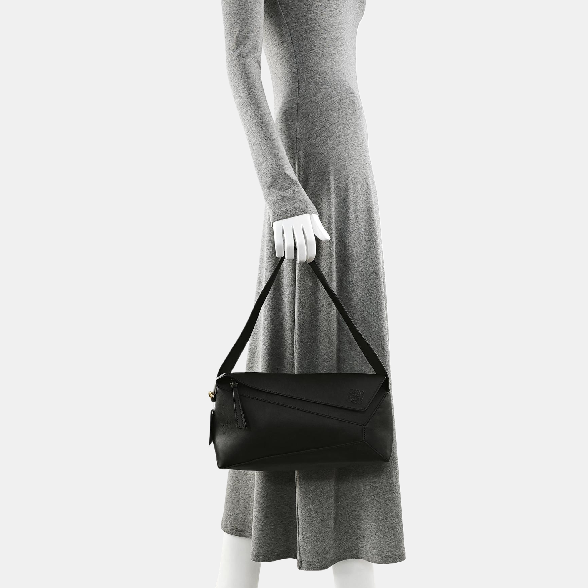 Puzzle Hobo Medium Calfskin Black