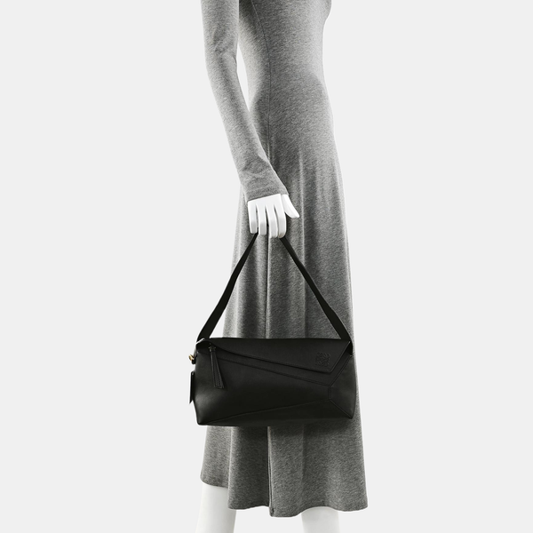 Puzzle Hobo Medium Calfskin Black