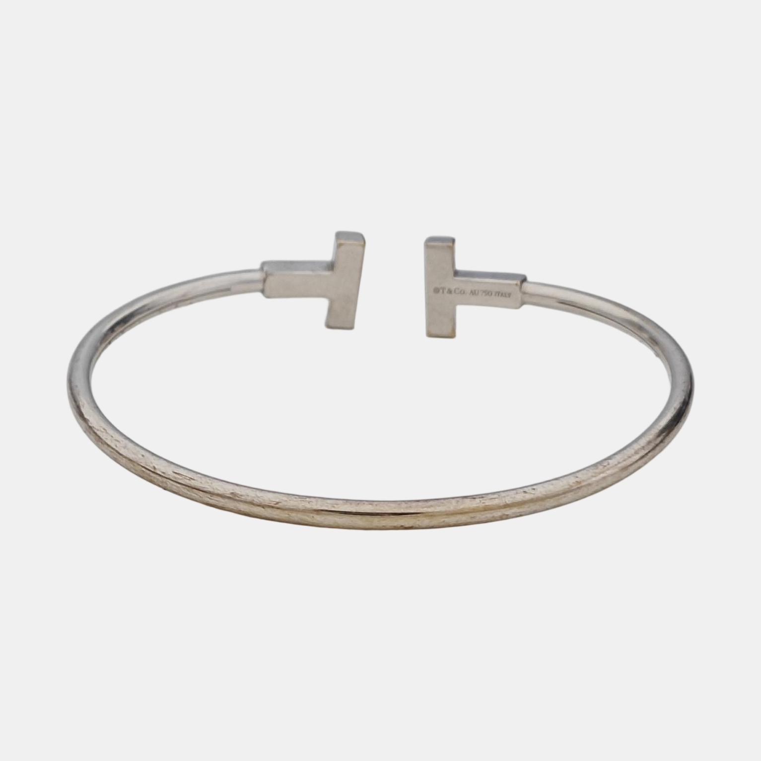 Tiffany T 18k White Gold Silver Bangle