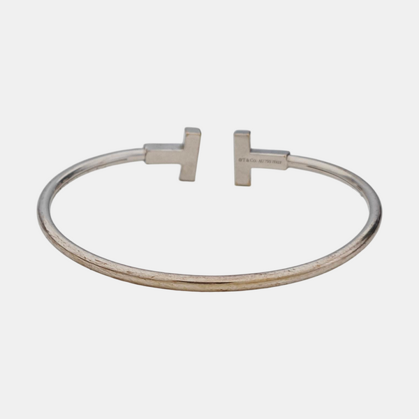 Tiffany T 18k White Gold Silver Bangle