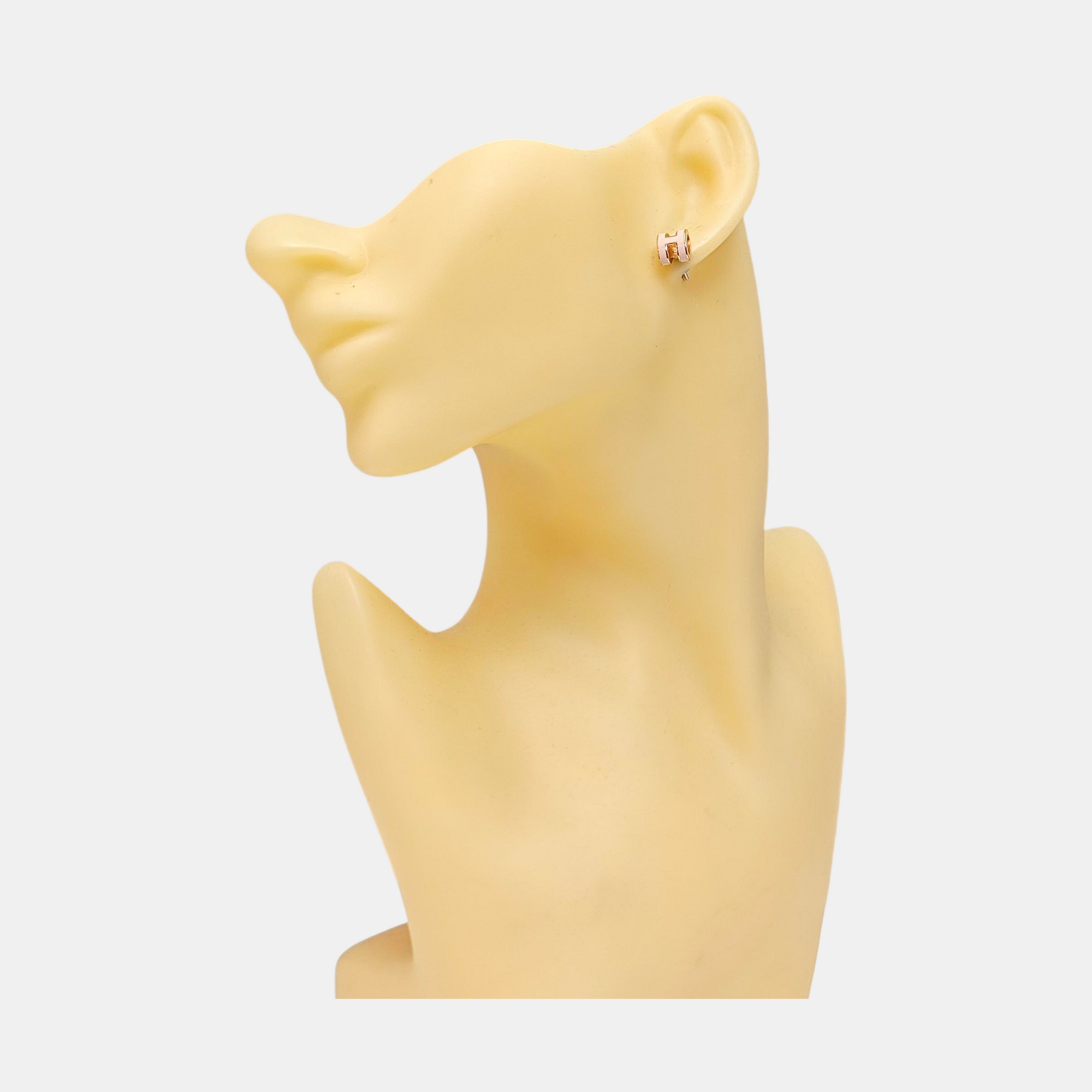 Pop H Metal Rose Gold Stud Earrings