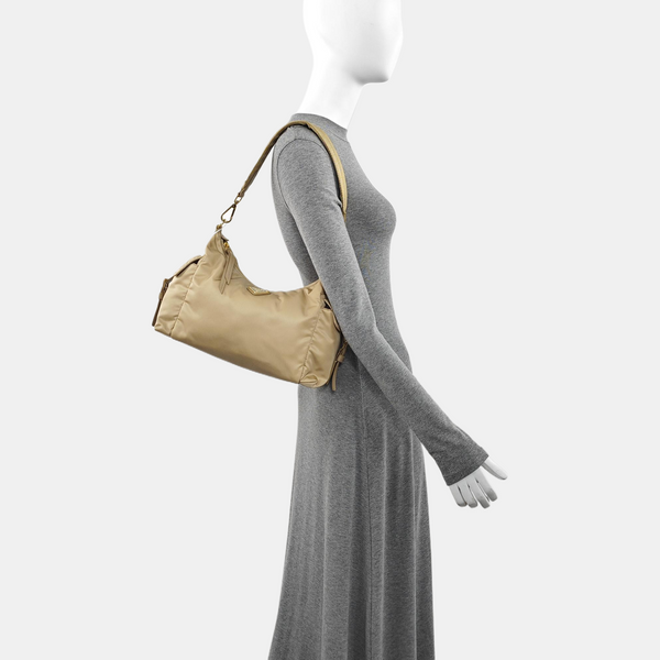 Nylon Top Handle Bag Brown