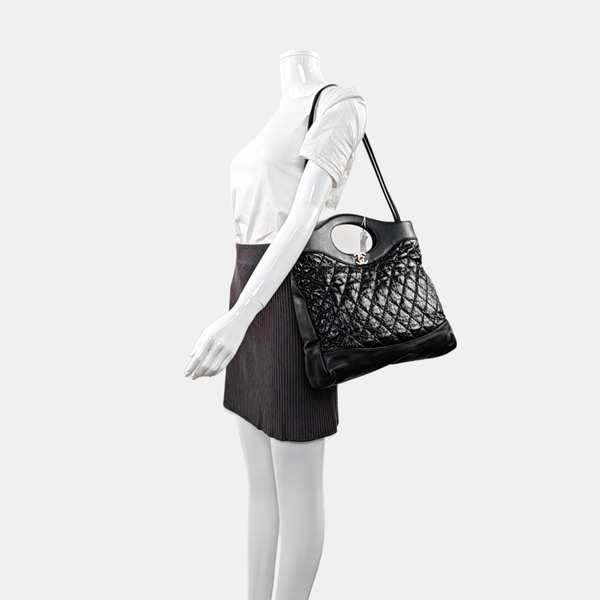 CHANEL 31 Large Quilted Vintage Calf Black