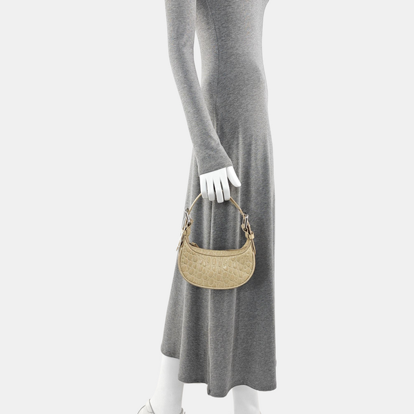 Leather Top Handle Bag Beige