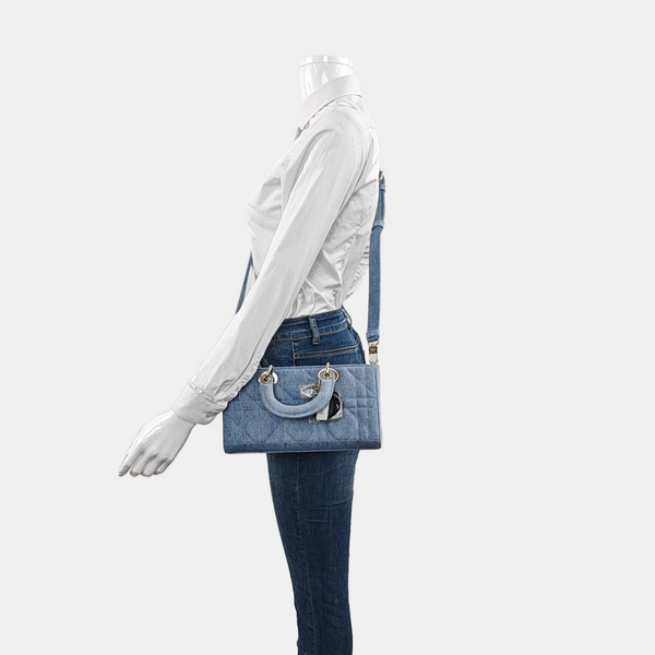 Lady D-Joy Medium Cannage Denim Blue