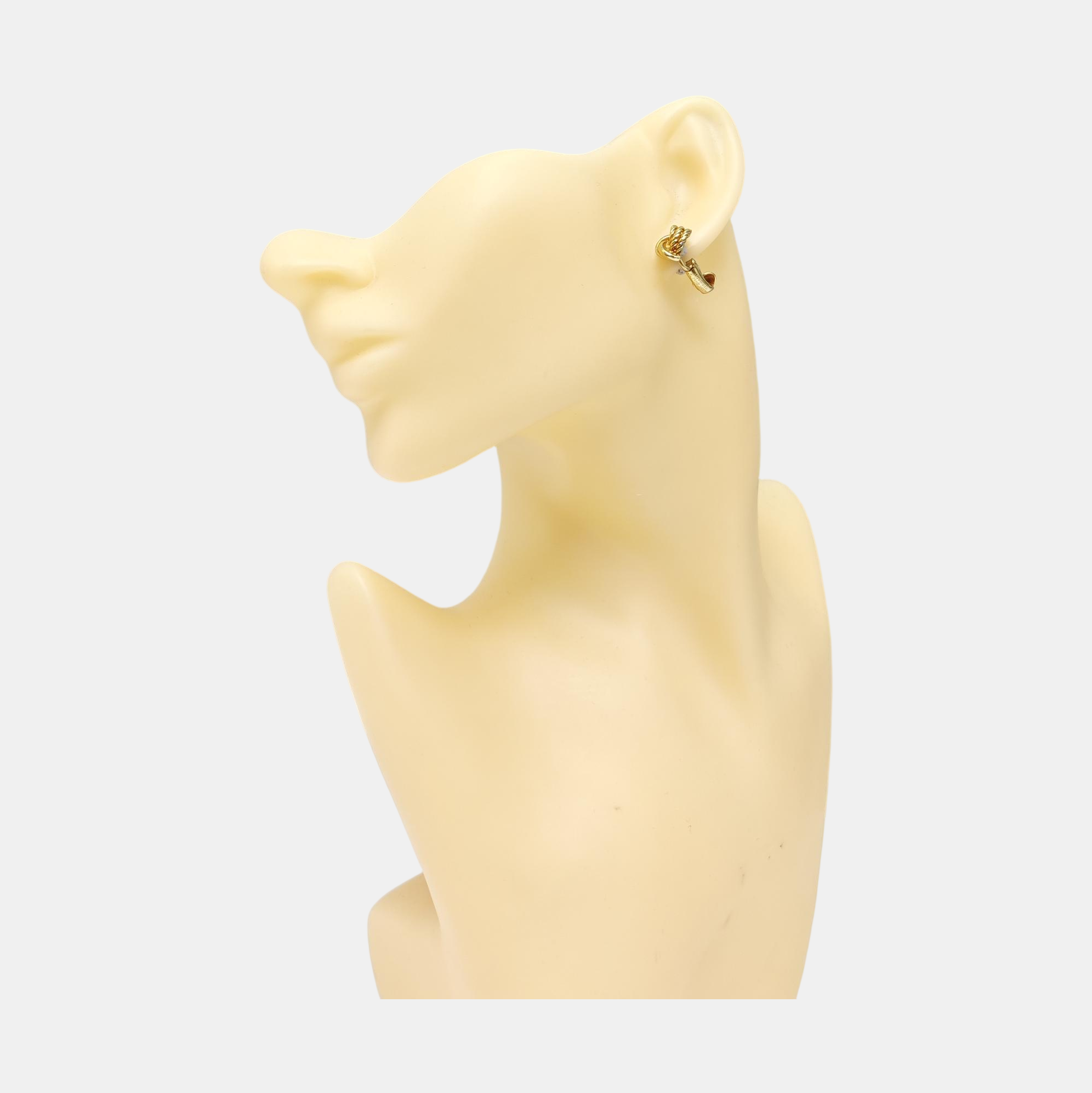 Twist Round Metal Gold Clip On Earrings