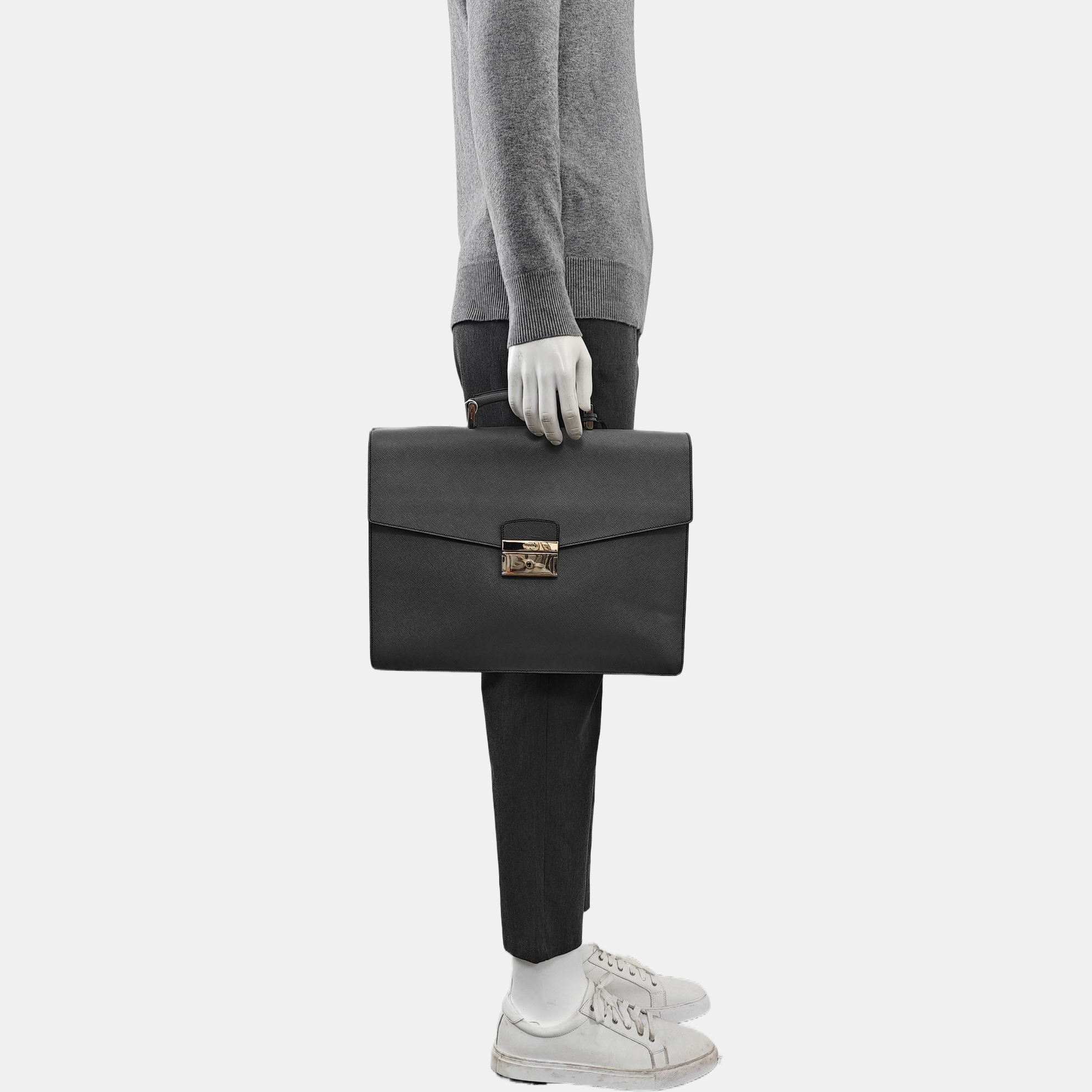 Calfskin Top Handle Bag Gray