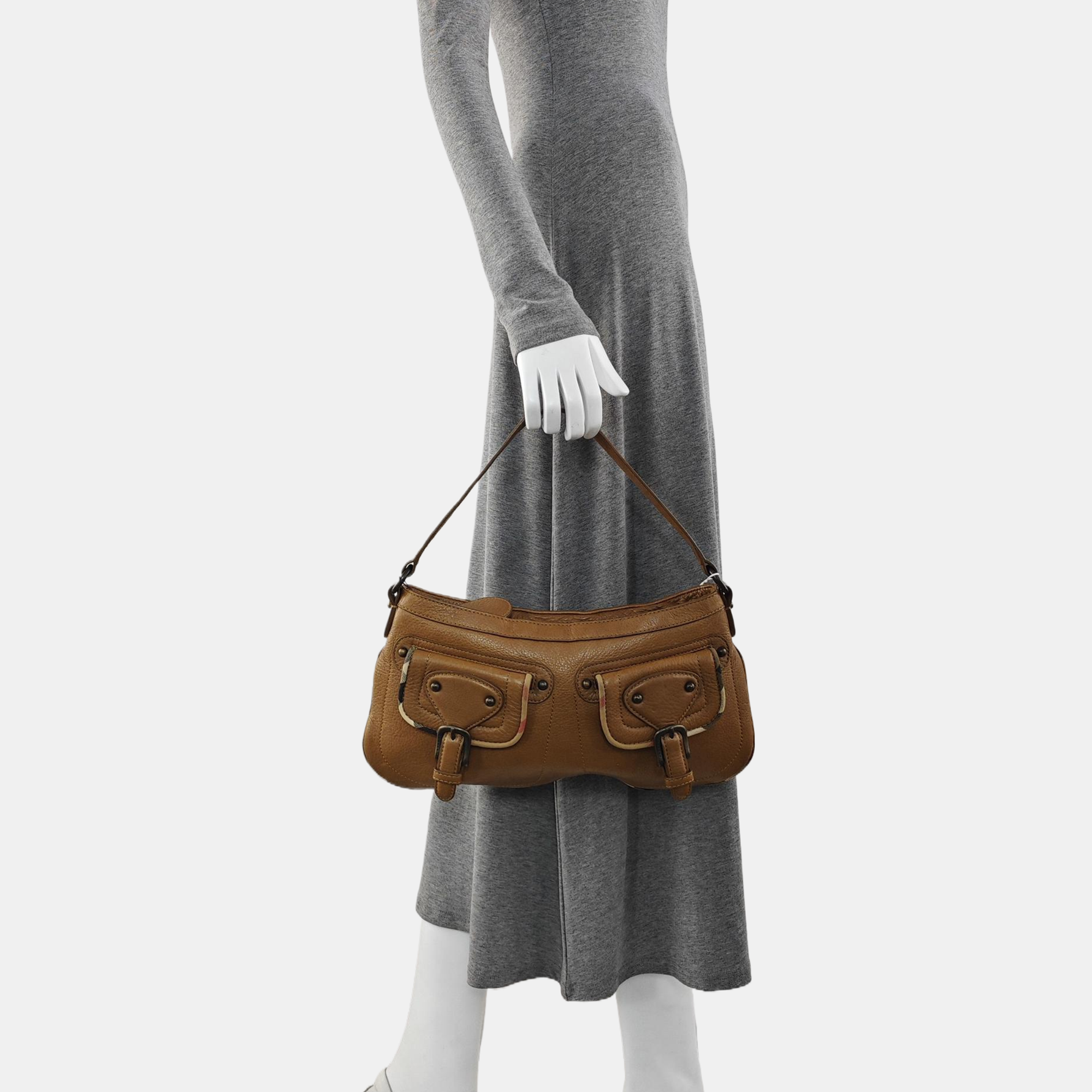 Quilted Calfskin Shoulder Bag Brown