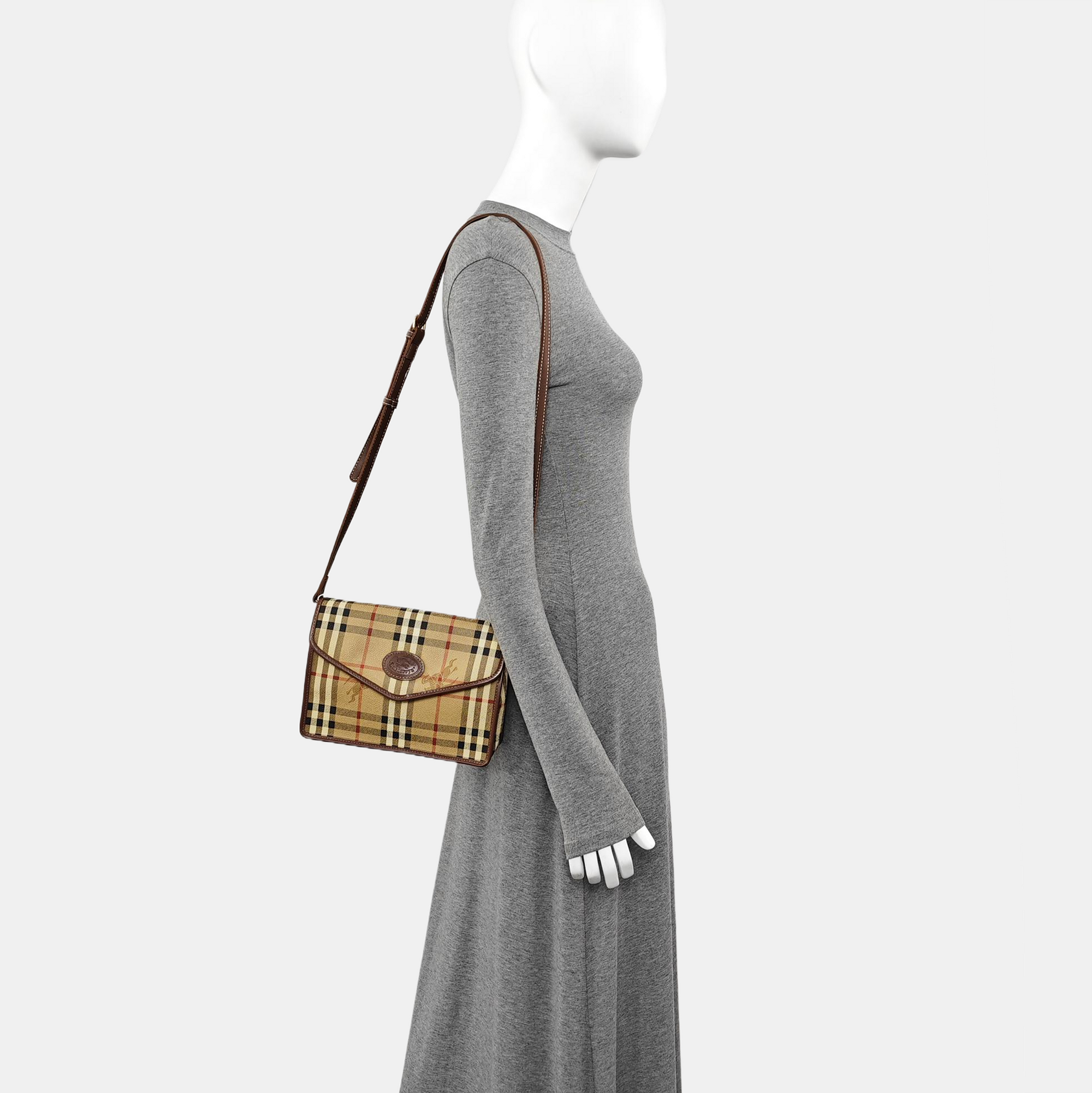 Coated Canvas Shoulder Bag Brown