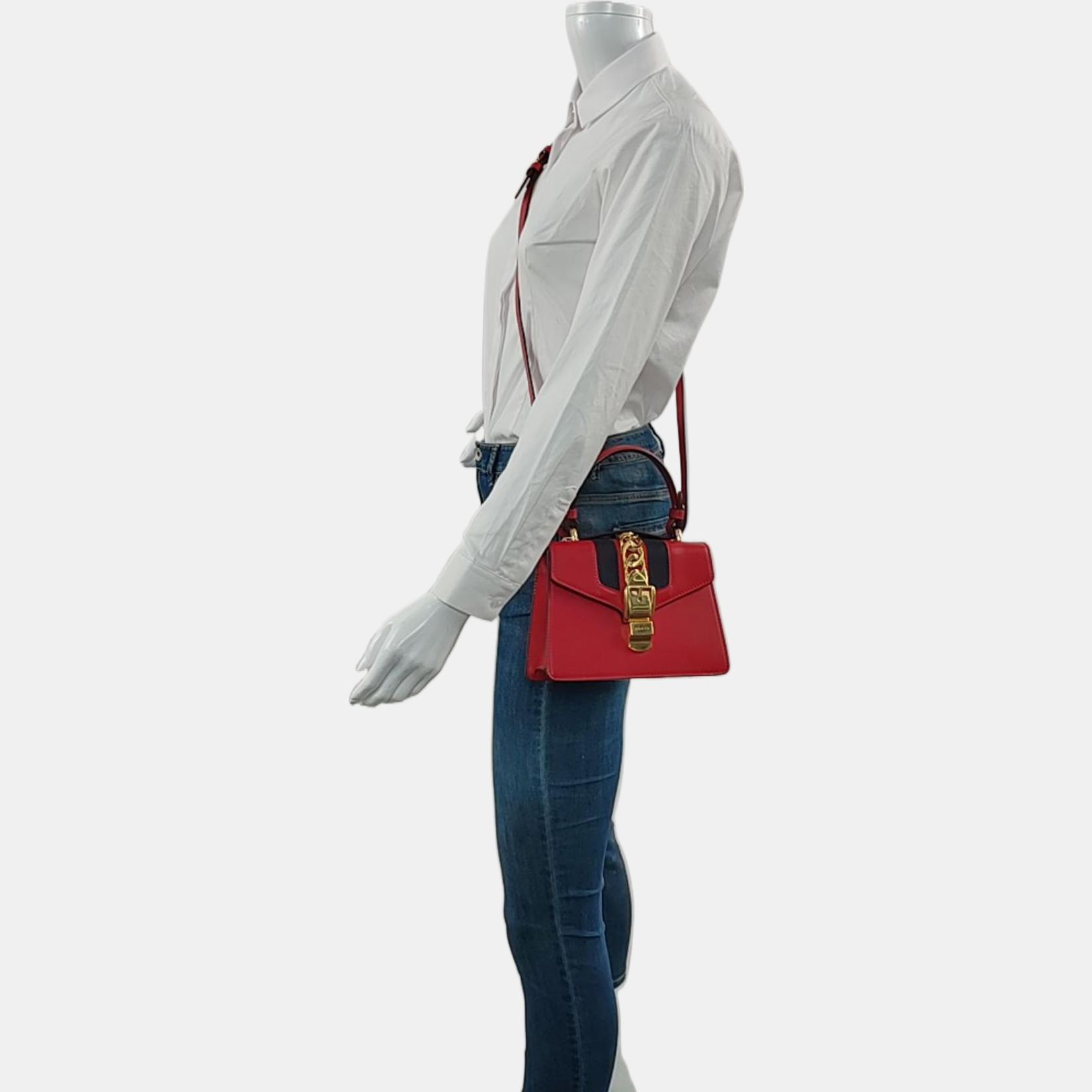 Authenticated pre-owned  Sylvie Mini Calfskin Red - Shoulder Bag at Looply