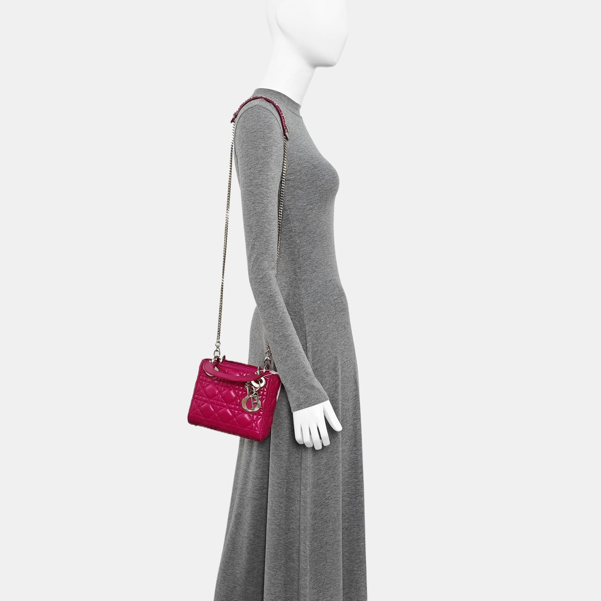 Lady Dior Mini Cannage Lambskin Red