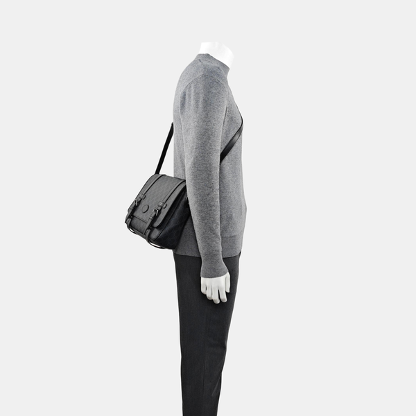 Monogram Coated Canvas Shoulder Bag Black