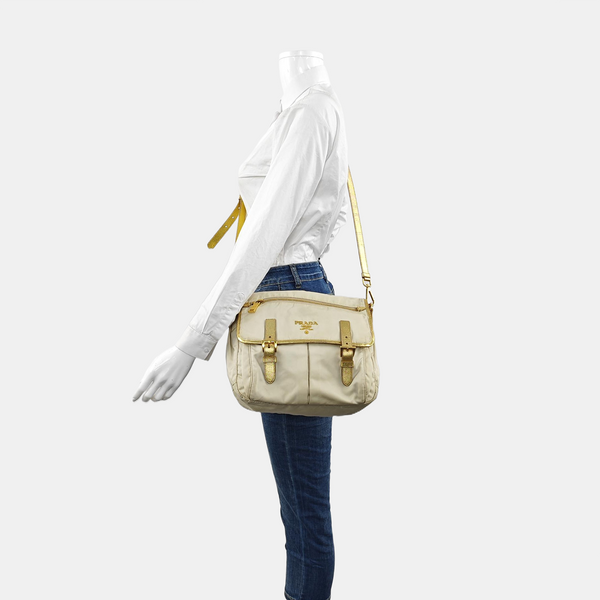 Nylon Shoulder Bag Beige