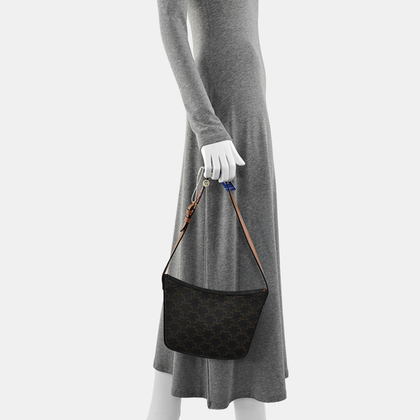 Coated Canvas Shoulder Bag Medium Brown