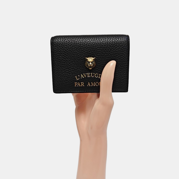Animalier Large Calfskin Black Card Holder