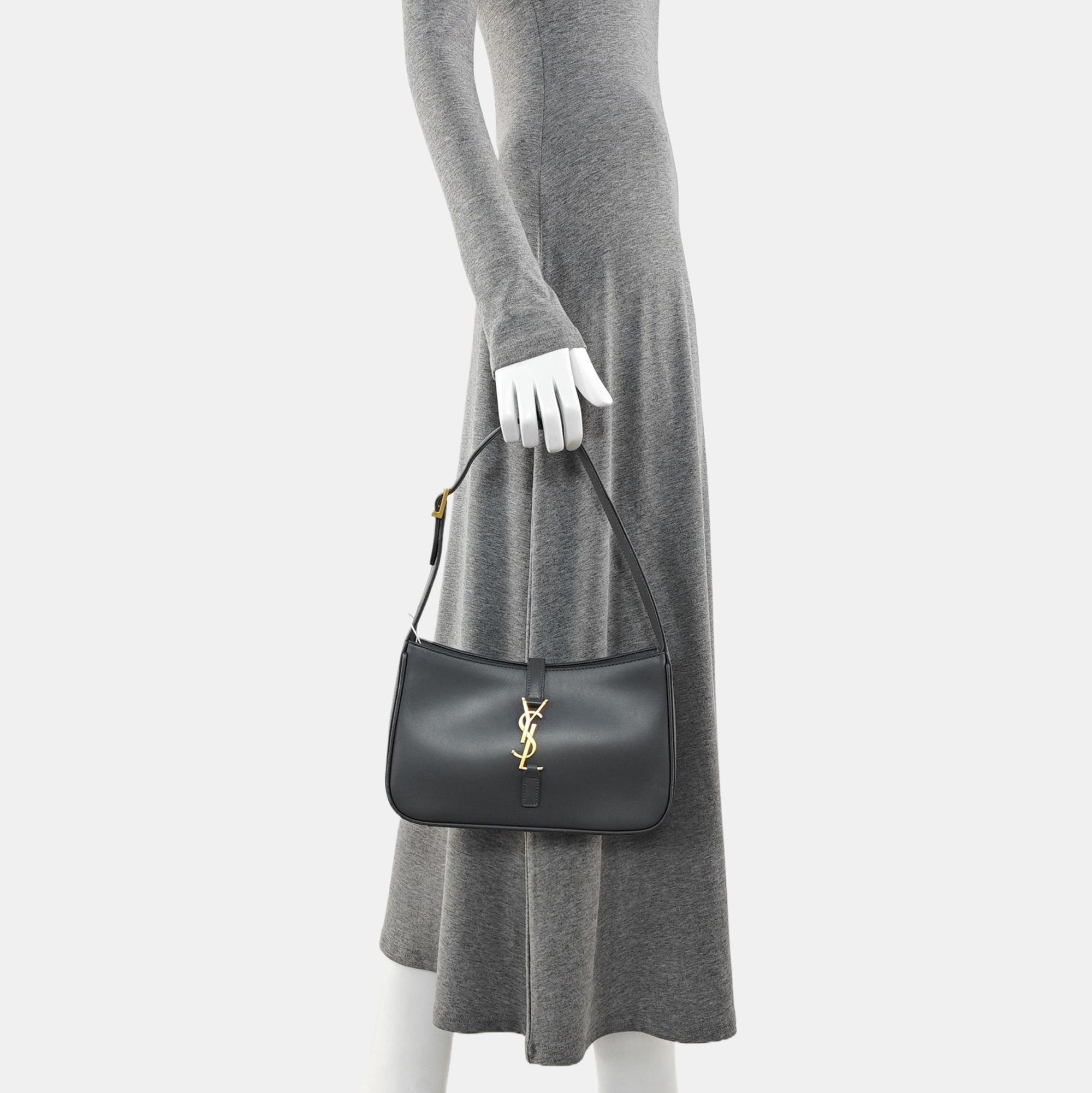 Authenticated pre-owned  LE 5 À 7 Calfskin Grey - Top Handle Bag at Looply