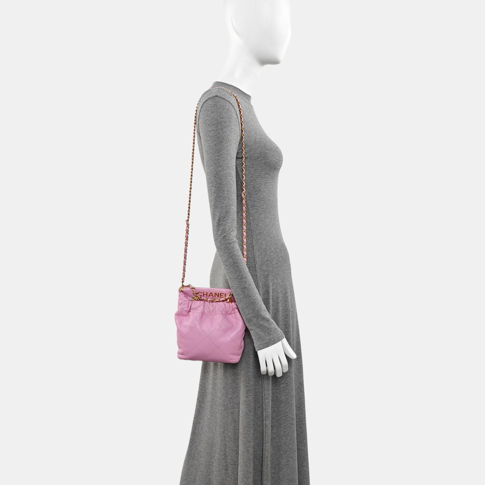Quilted Lambskin Shoulder Bag Small Pink