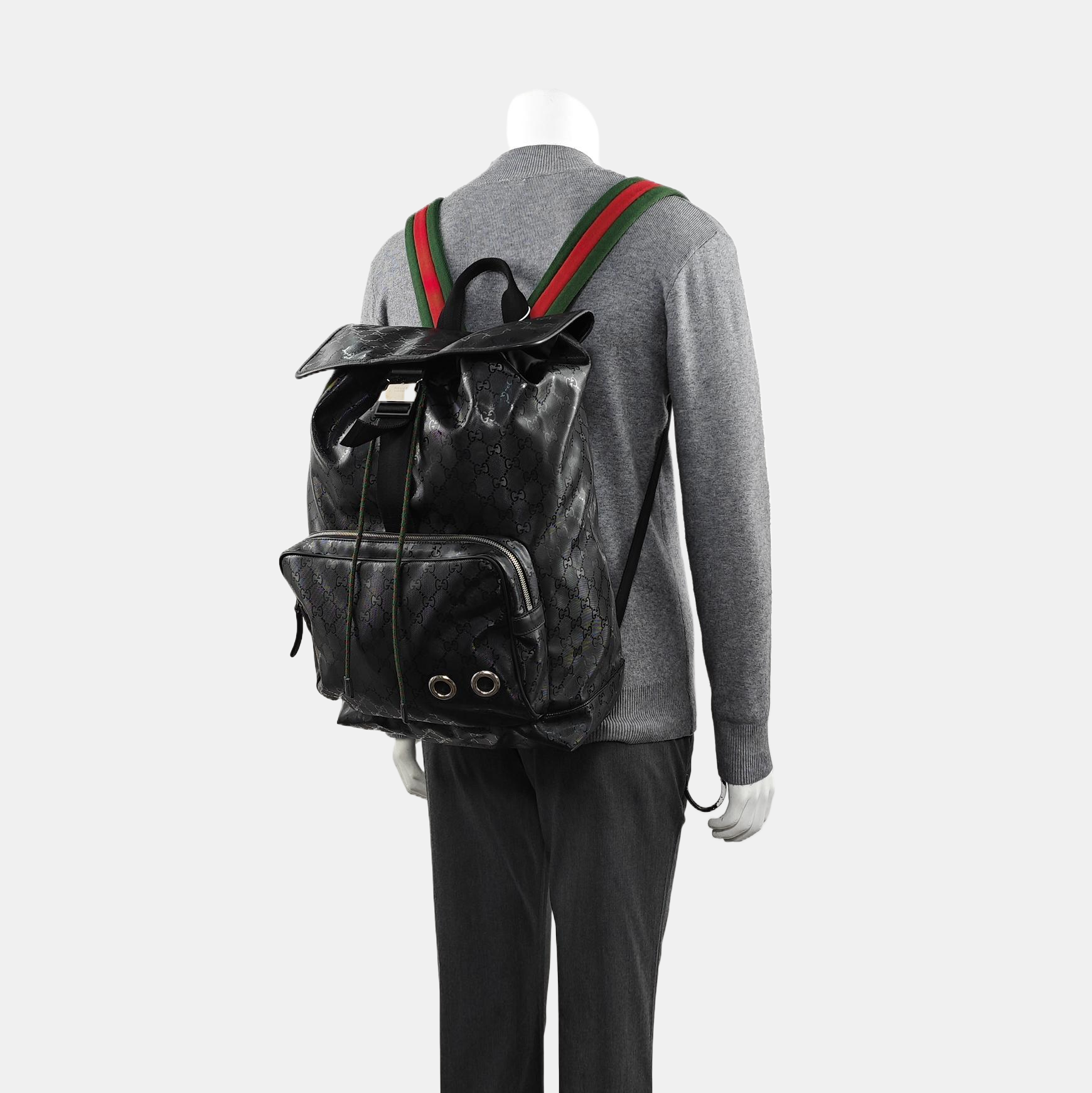 Monogram Coated Canvas Backpack Black