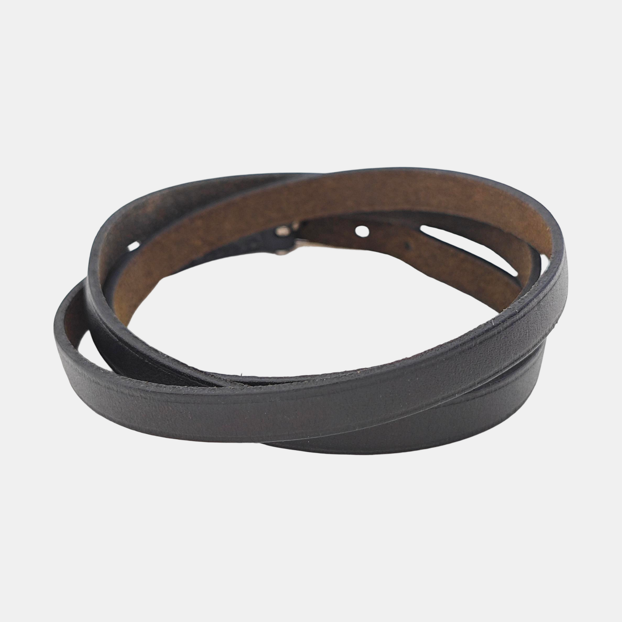 Behapi Leather Black Bangle