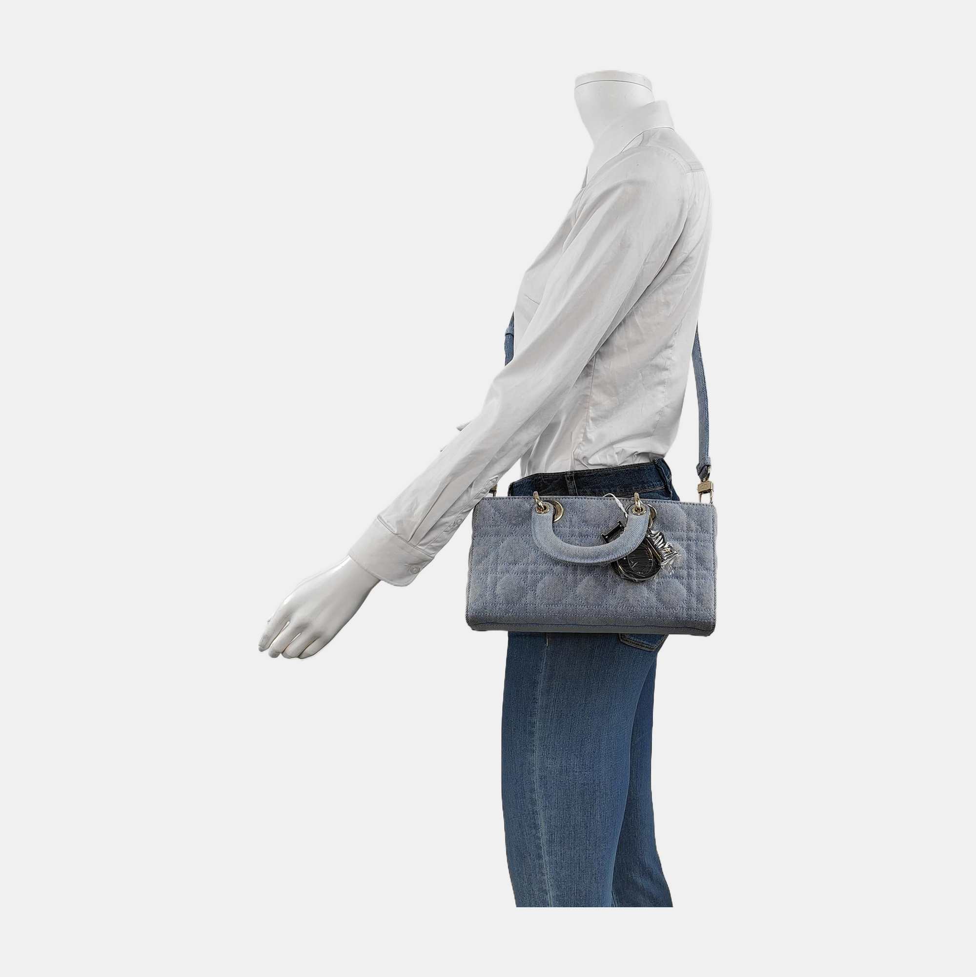 Lady D-Joy Medium Cannage Denim Blue