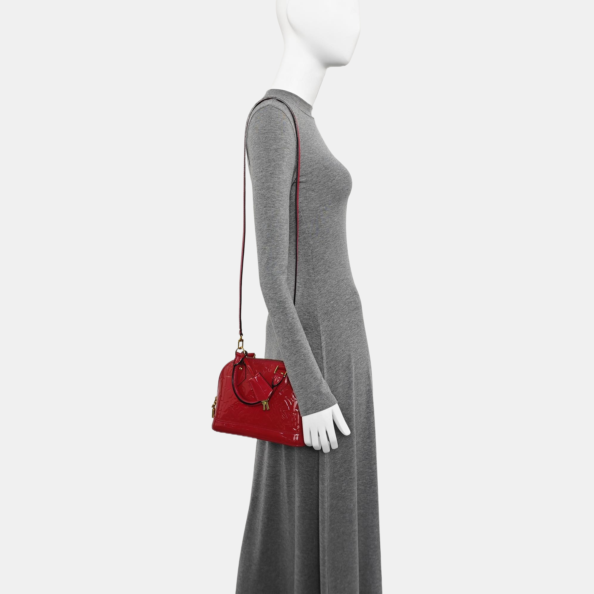 ALMA BB Monogram Patent Leather Red