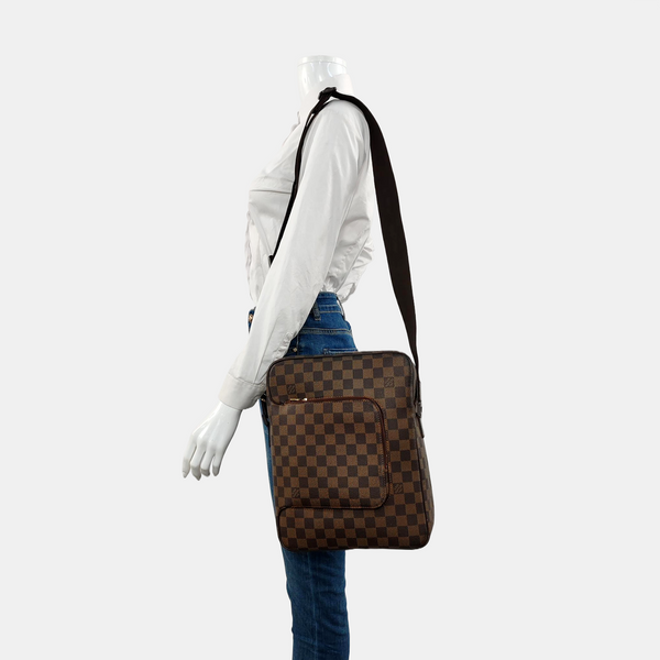 OLAV MM Damier Ebene Coated Canvas Brown