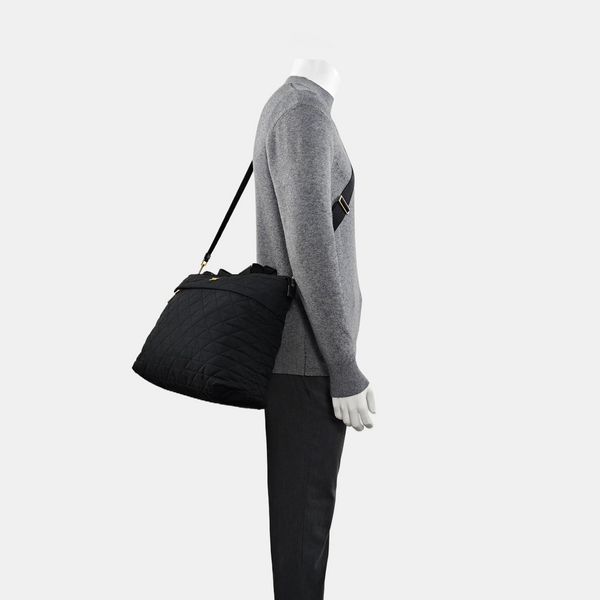 Quilted Nylon Shoulder Bag Black