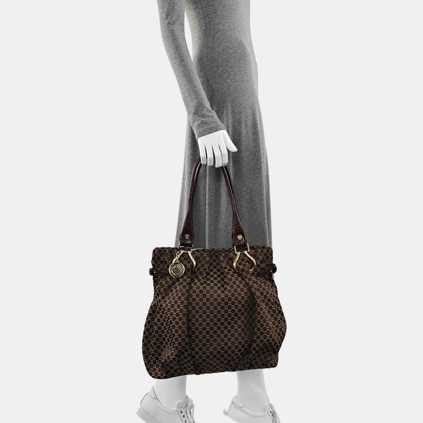 Fabric Top Handle Bag Brown