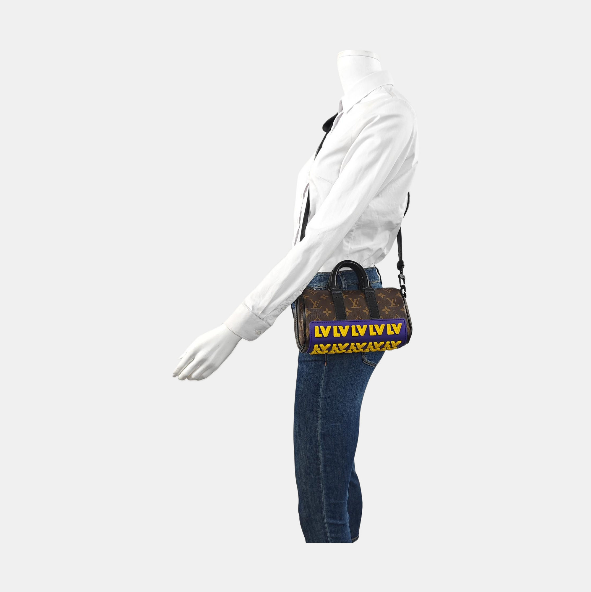 KEEPALL Nano Monogram Coated Canvas Brown