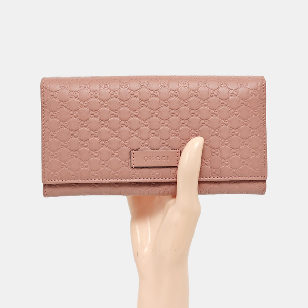 Microguccissima Monogram Calfskin Pink Wallet