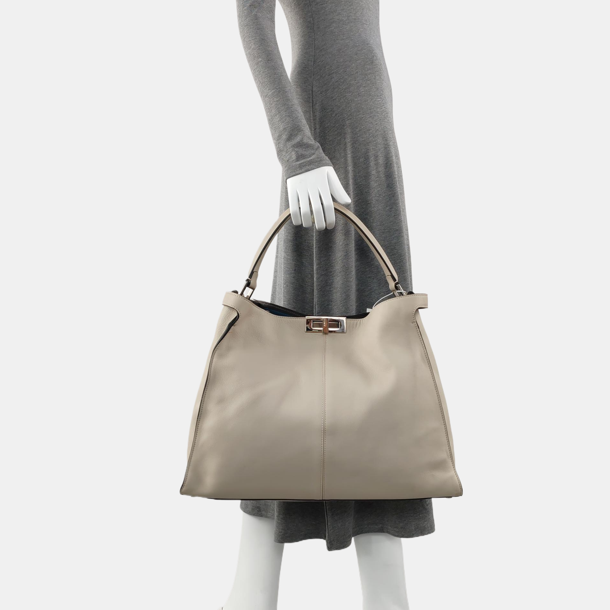 Authenticated pre-owned  Peekaboo Essential Calfskin White - Tote Bag at Looply