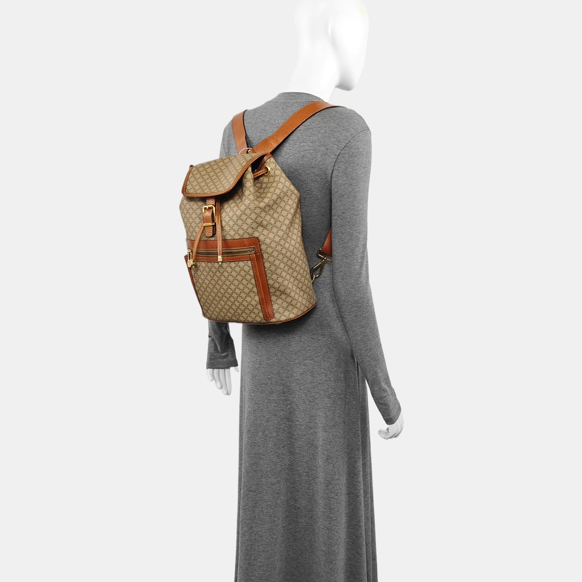 Coated Canvas Backpack Beige