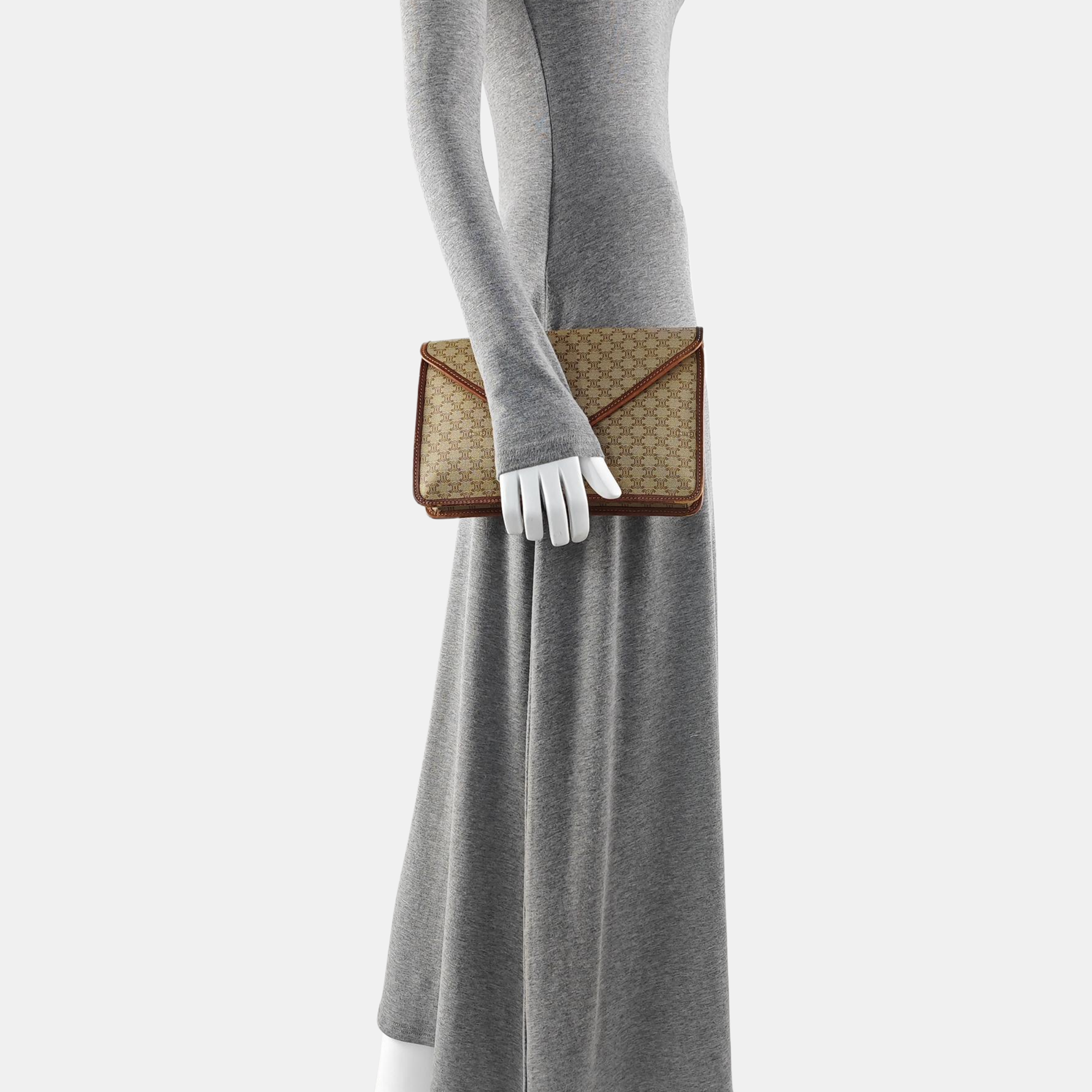 Coated Canvas Clutch Beige