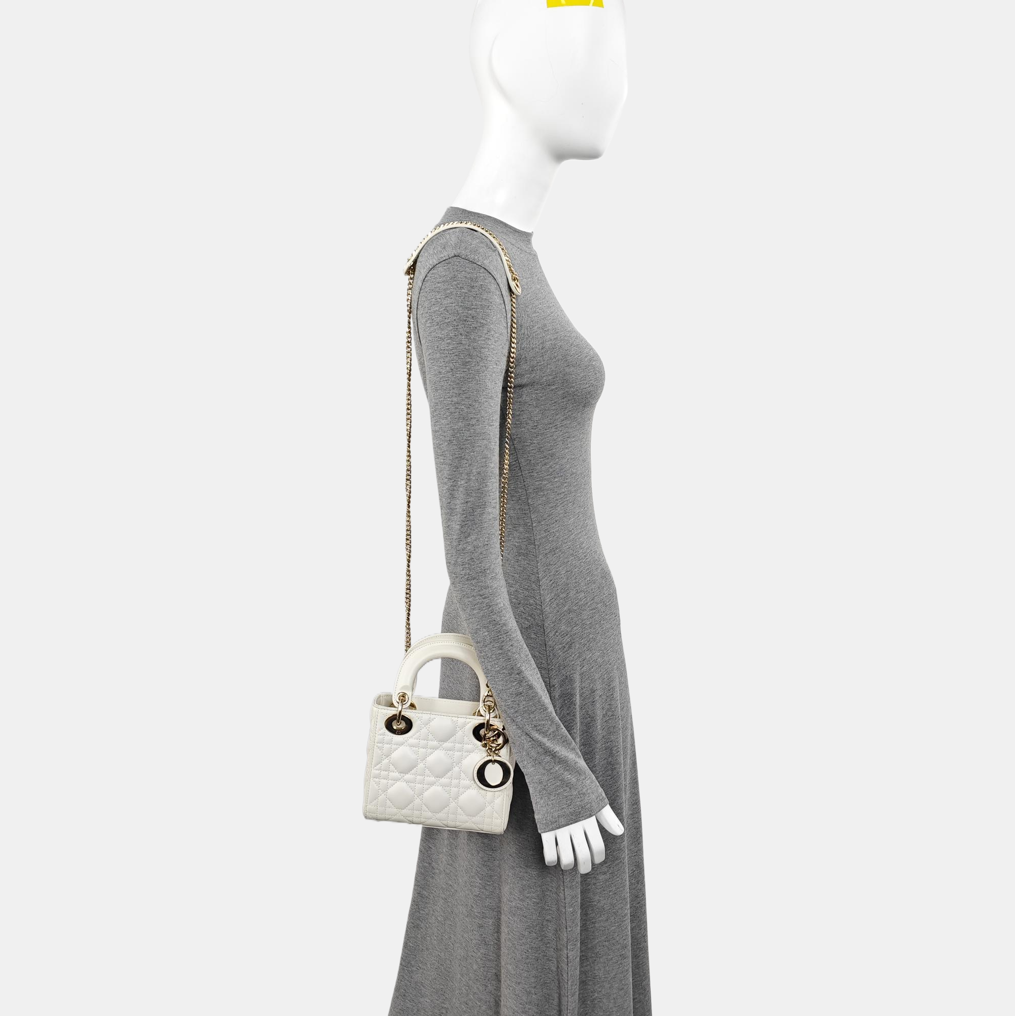 Lady Dior Mini Cannage Lambskin White