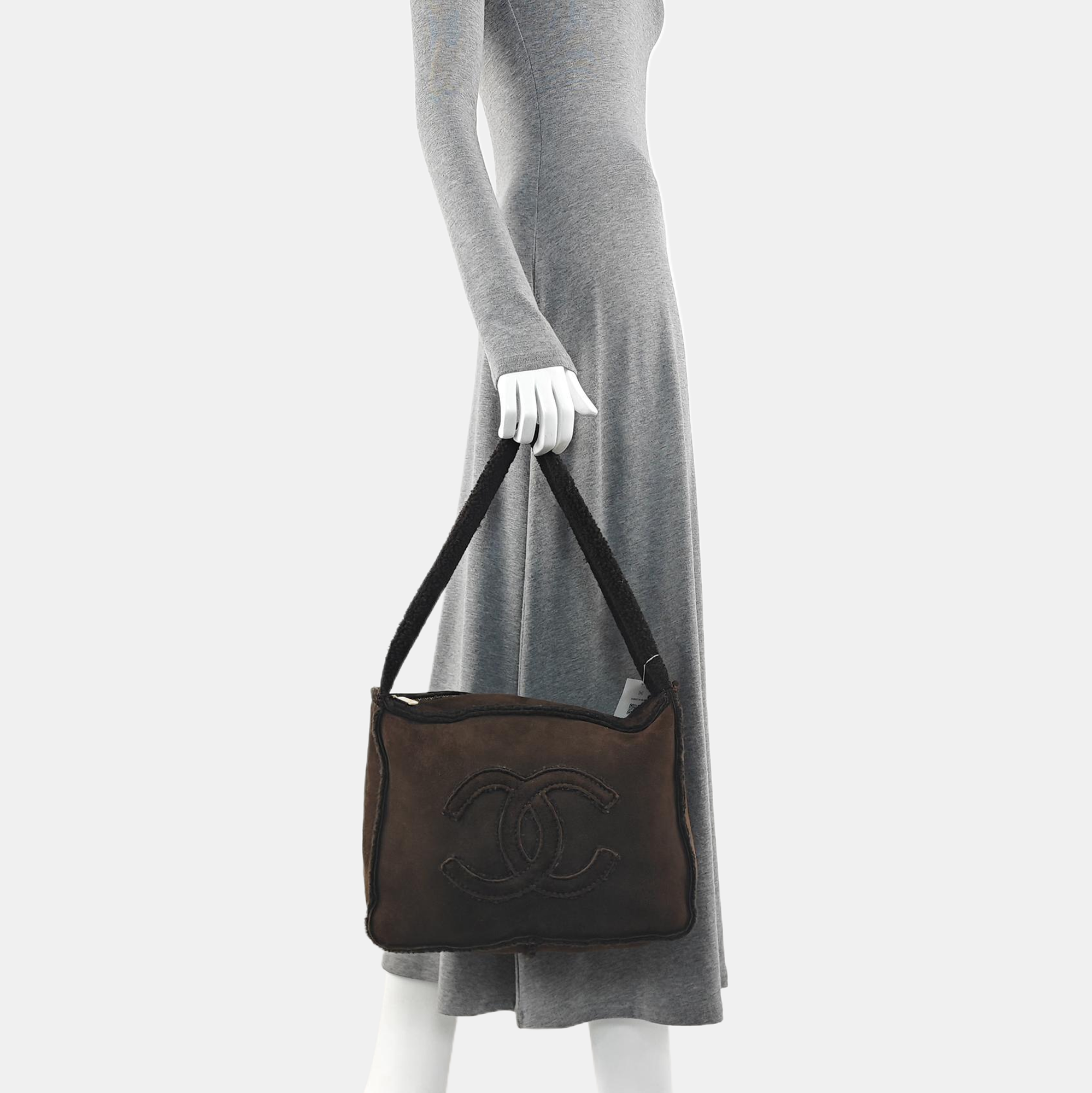 Fabric Top Handle Bag Brown