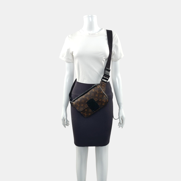 S LOCK Monogram Coated Canvas Brown