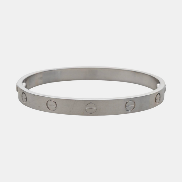 LOVE 18k White Gold Silver Bangle