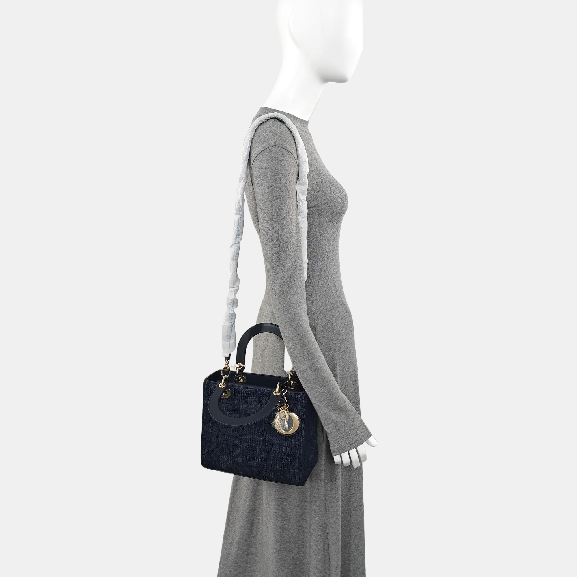 Lady Dior Medium Quilted Denim Blue