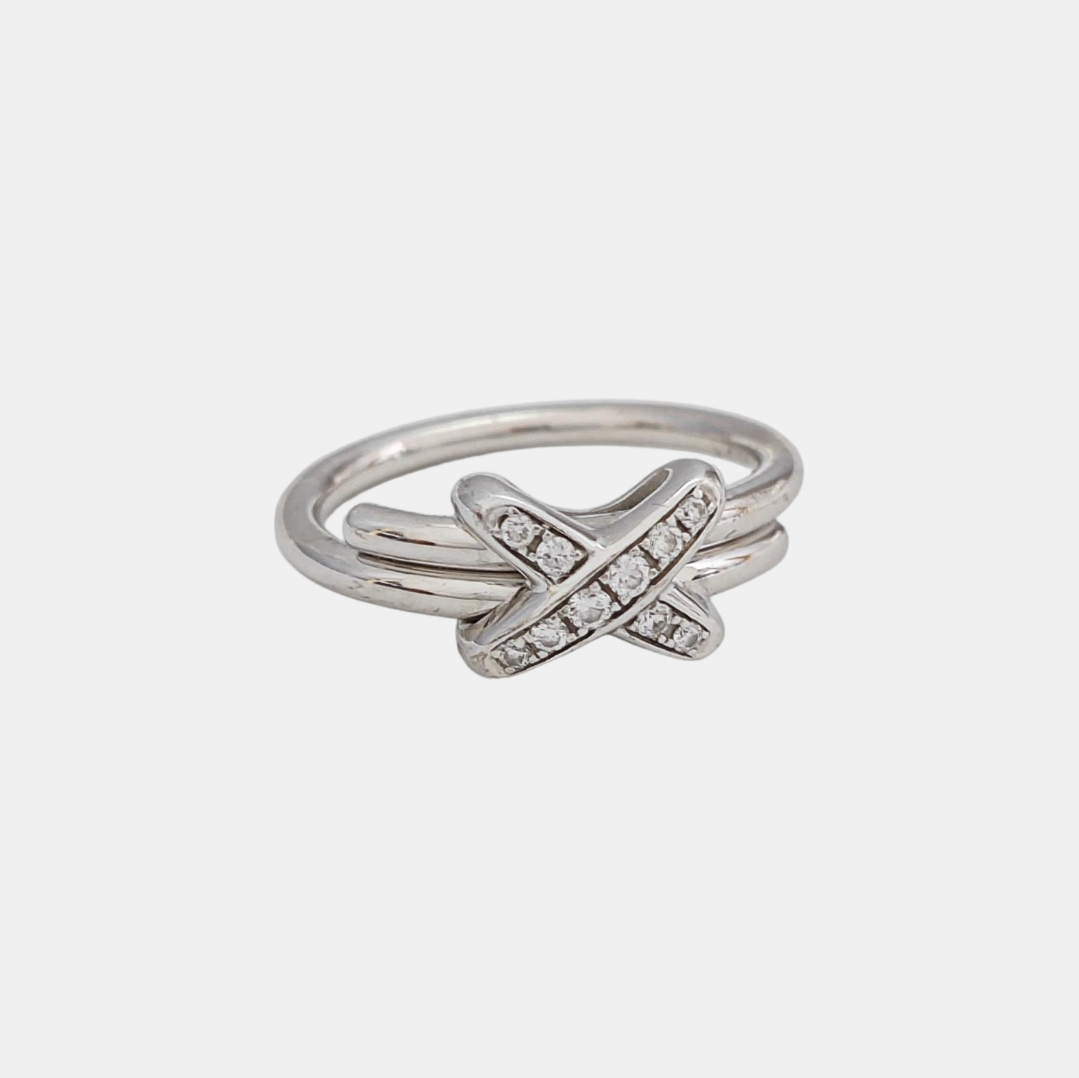 Jeux De Liens 18k White Gold Silver Ring EU 54