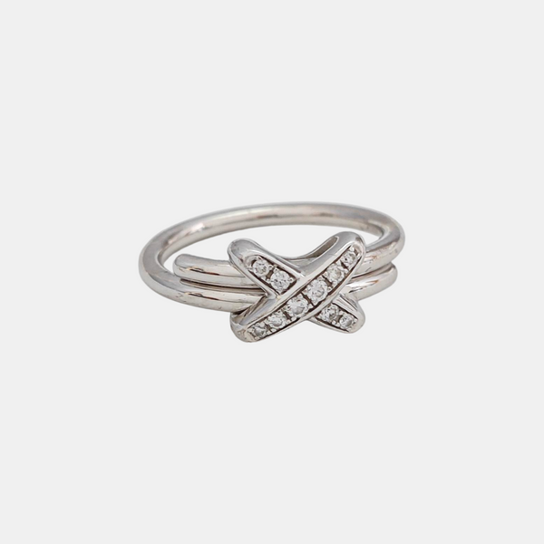 Jeux De Liens 18k White Gold Silver Ring EU 54