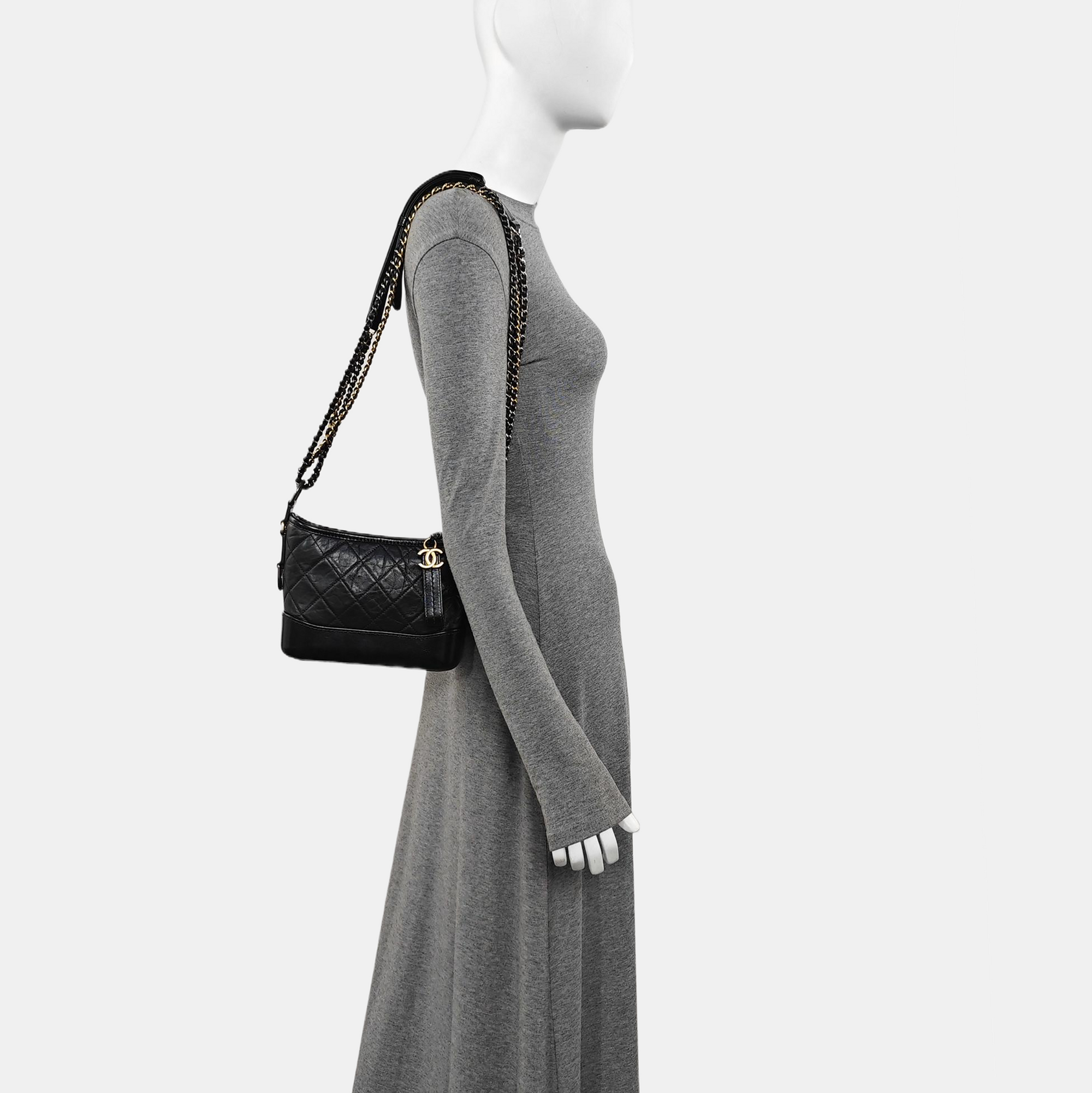 GABRIELLE Small Quilted Calfskin Black