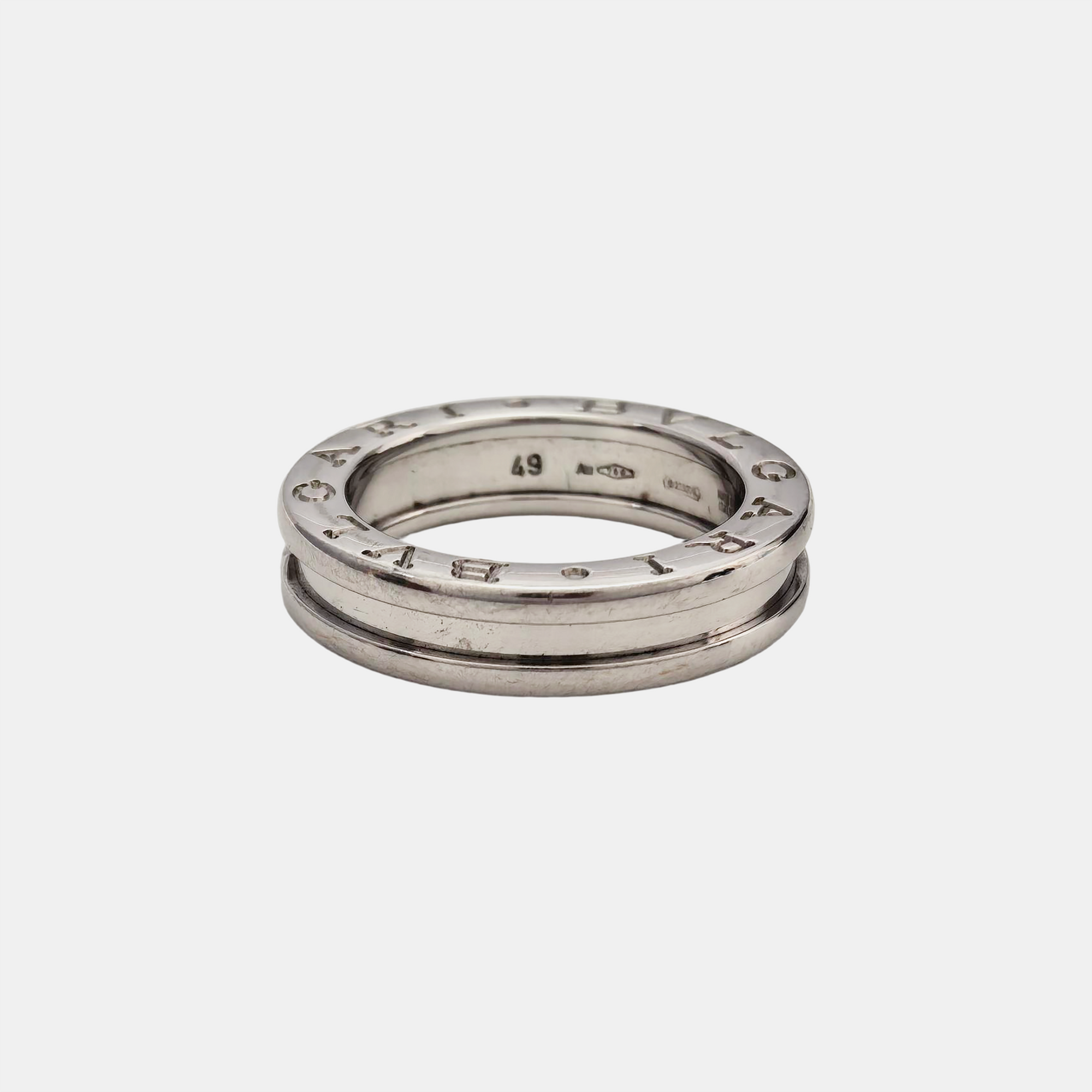 B.ZERO1 18k White Gold Silver Ring EU 49