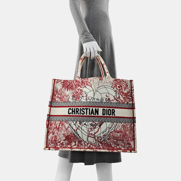 Authenticated pre-owned  Book Tote Large Canvas Red - Tote Bag at Looply