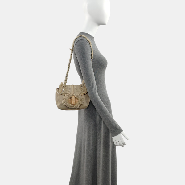 Denim Shoulder Bag Beige